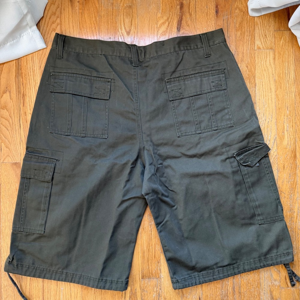 RB Vintage Cargo Shorts Mens 42 Olive Baggy Utility Y2K Gorpcore Longline 40x14 - Picture 2 of 6